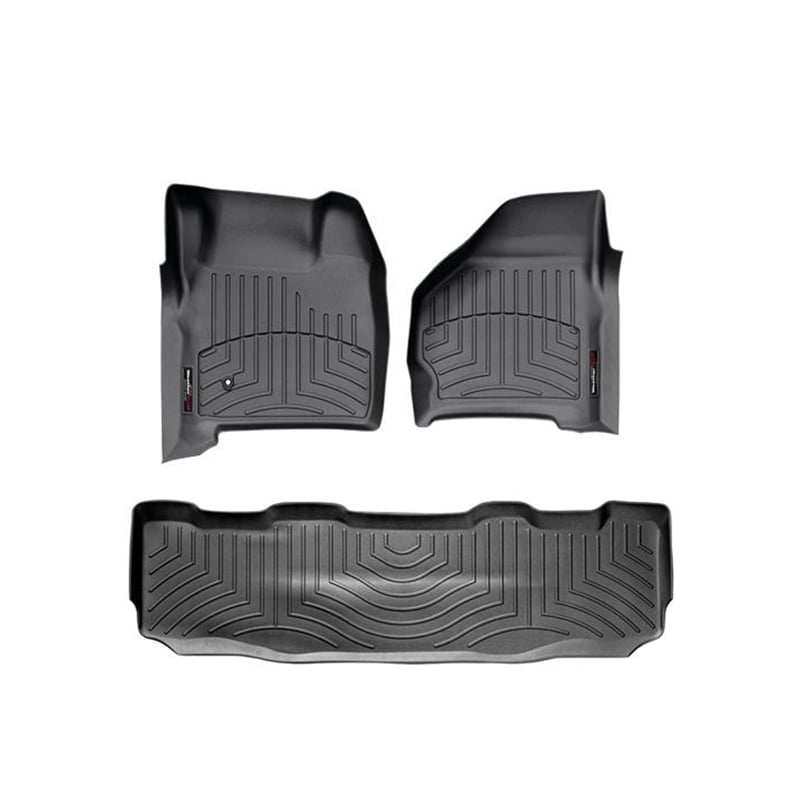 1999-2007 Ford F-250| F-250 Super Duty| F-350 Super Duty| F-450 Super Duty| F-550 Super Duty| Excursion WeatherTech Front and Rear Floorliners-Black-44002-1-2-WT