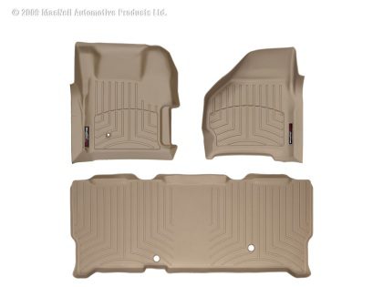 1999-2007 Ford F-250| F-250 Super Duty| F-350 Super Duty WeatherTech Front and Rear Floorliners-Tan-451251-450023-WT