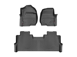 2007-2013 Ford F-250 Super Duty| F-350 Super Duty| F-450 Super Duty WeatherTech Front and Rear Floorliners for Vinyl Floors-Black-4410511V-4410122-WT