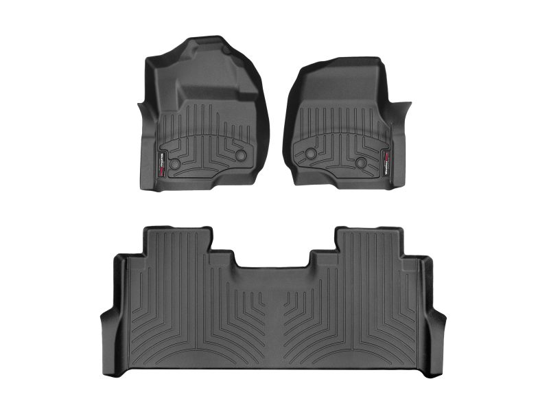 2007-2013 Ford F-250 Super Duty| F-350 Super Duty| F-450 Super Duty WeatherTech Front and Rear Floorliners for Vinyl Floors-Black-4410511V-4410122-WT
