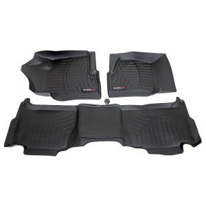 2007-2014 Cadillac| Chevrolet| GMC Escalade| Avalanche| Silverado| Suburban| Tahoe| Sierra| Yukon WeatherTech Front and Rear Floorliners-Black-44066-1-2-WT