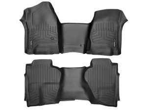 2014-2020 Chevrolet| GMC Silverado| Suburban| Tahoe| Sierra| Yukon| Suburban WeatherTech Front and Rear Floorliners - Over the Hump-Black-445431-445423-WT