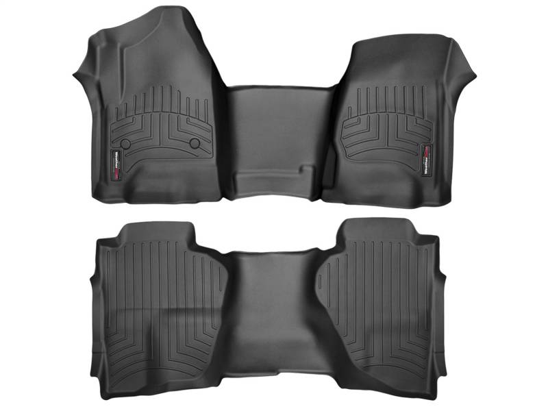 2014-2020 Chevrolet| GMC Silverado| Suburban| Tahoe| Sierra| Yukon| Suburban WeatherTech Front and Rear Floorliners - Over the Hump-Black-445431-445422-WT