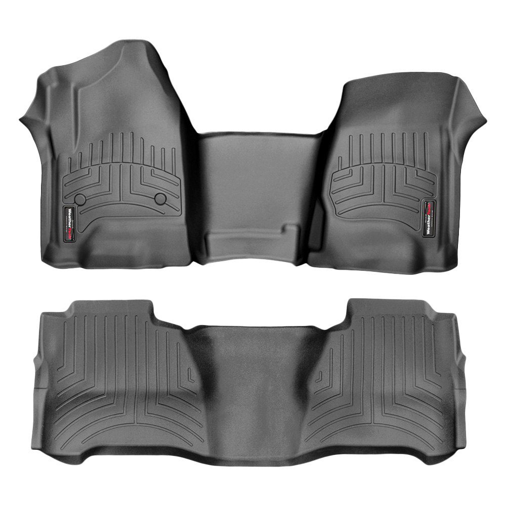 2014-2020 Chevrolet| GMC Silverado| Suburban| Tahoe| Sierra| Yukon| Suburban WeatherTech Front and Rear Floorliners - Over the Hump-Black-445431-445424-WT