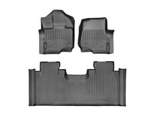 2015-2024 Ford F-150| F-150 Lightning WeatherTech Front and Rear Floorliners-Black-44697-1-3-WT