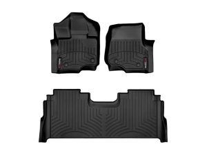 2015-2024 Ford F-150| F-150 Lightning WeatherTech Front and Rear Floorliners-Black-44697-1-5-WT