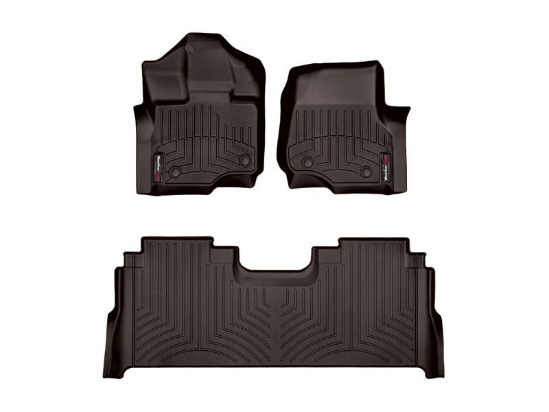 2015-2024 Ford F-150| F-150 Lightning WeatherTech Front and Rear Floorliners-Black-44697-1-6-WT