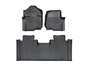 2015-2024 Ford F-150| F-150 Lightning WeatherTech Front and Rear Floorliners for Vinyl Floors-Black-446971V-446973-WT