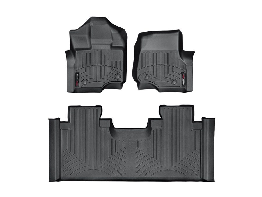 2015-2024 Ford F-150| F-150 Lightning WeatherTech Front and Rear Floorliners for Vinyl Floors-Black-446971V-446973-WT