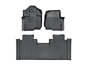 2015-2024 Ford F-150| F-150 Lightning WeatherTech Front and Rear Floorliners for Vinyl Floors-Black-446971V-446975-WT