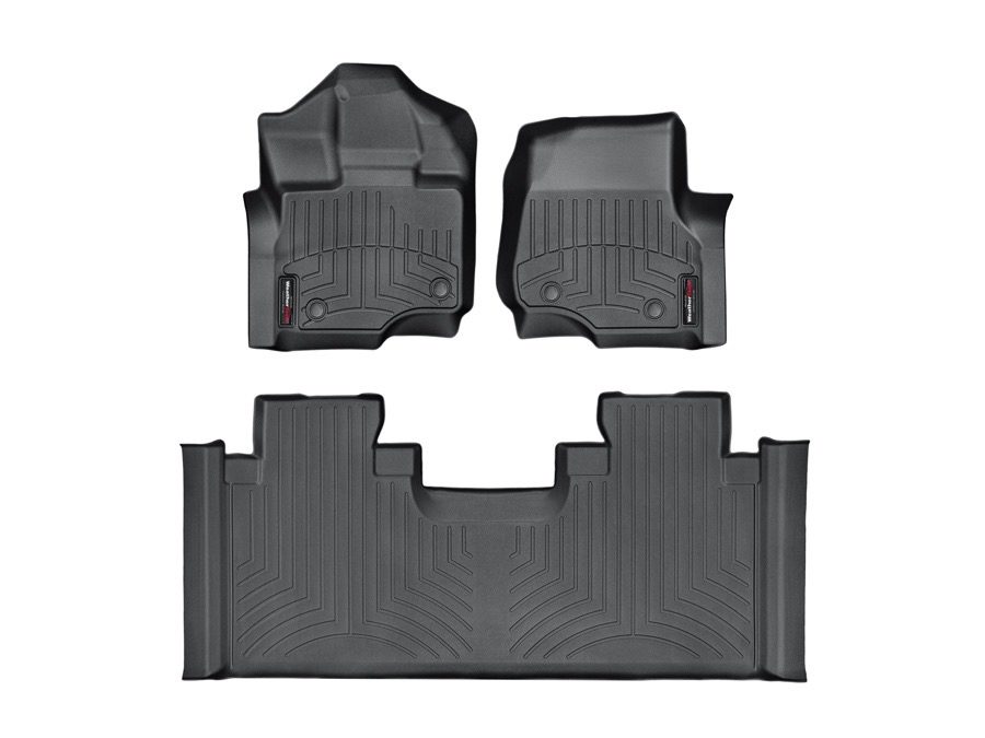 2015-2024 Ford F-150| F-150 Lightning WeatherTech Front and Rear Floorliners for Vinyl Floors-Black-446971V-446975-WT