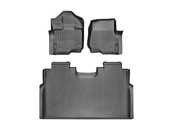 2015-2024 Ford F-150| F-150 Lightning WeatherTech Front and Rear Floorliners for Vinyl Floors-Black-446971V-446972-WT
