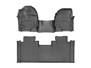 2015-2024 Ford F-150 WeatherTech Front and Rear Floorliners - Over the Hump-Black-447931-446975-WT