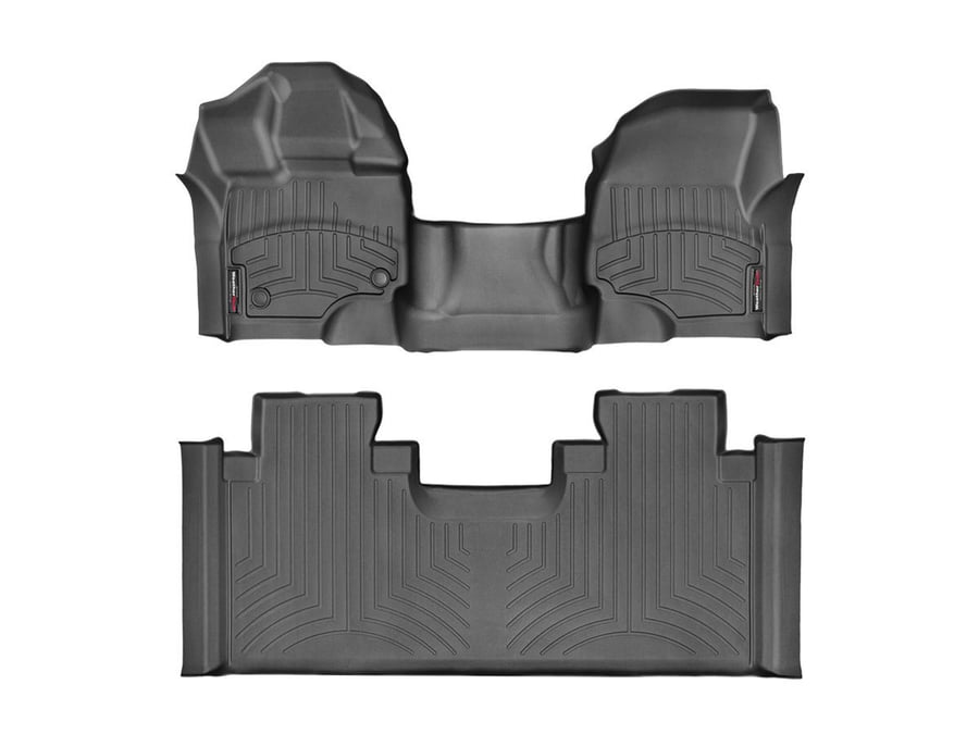 2015-2024 Ford F-150 WeatherTech Front and Rear Floorliners - Over the Hump-Black-447931-446975-WT