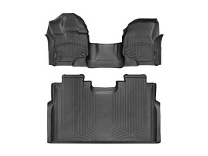 2015-2024 Ford F-150 WeatherTech Front and Rear Floorliners - Over the Hump-Black-447931-446974-WT