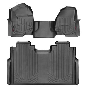 2017-2022 Ford F-250 Super Duty| F-350 Super Duty| F-450 Super Duty WeatherTech Front and Rear Floorliners - Over the Hump-Black-4410321-446974-WT