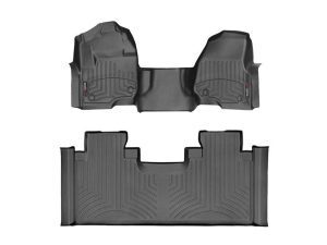 2017-2022 Ford F-250 Super Duty| F-350 Super Duty| F-450 Super Duty WeatherTech Front and Rear Floorliners - Over the Hump-Black-4410321-446975-WT
