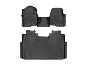 2017-2022 Ford F-250 Super Duty| F-350 Super Duty| F-450 Super Duty WeatherTech Front and Rear Floorliners - Over the Hump For Vinyl Floors-Black-4410321V-4410124V-WT