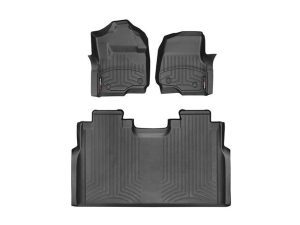 2017-2024 Ford F-250 Super Duty| F-350 Super Duty| F-450 Super Duty| F-550 Super Duty WeatherTech Front and Rear Floorliner HP-Black-4410121IM-446974IM-WT