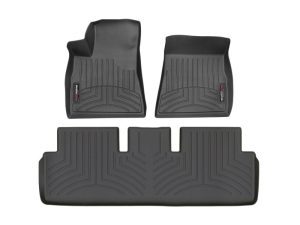 2017-2024 Tesla 3 WeatherTech Front and Rear Floorliners-Black-441220-1-2-WT