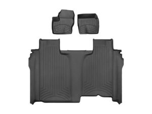 2019-2025 Chevrolet| GMC Silverado 1500| Sierra 1500| Silverado 2500 HD| Silverado 3500 HD| Sierra 2500 HD| Sierra 3500 HD| Silverado 1500 LTD| Sierra 1500 Limited WeatherTech Front and Rear Floorliner HP-Black-441436-1-5IM-WT