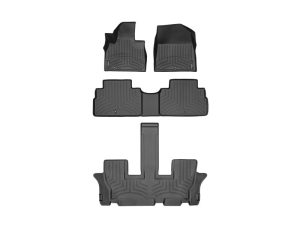 2020-2025 Kia Telluride WeatherTech Front and Rear Floorliners-Black-441532-1-2-3-WT
