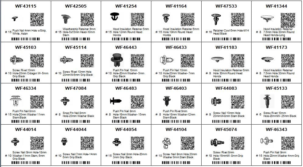 Assortment Tray Honda Retainers