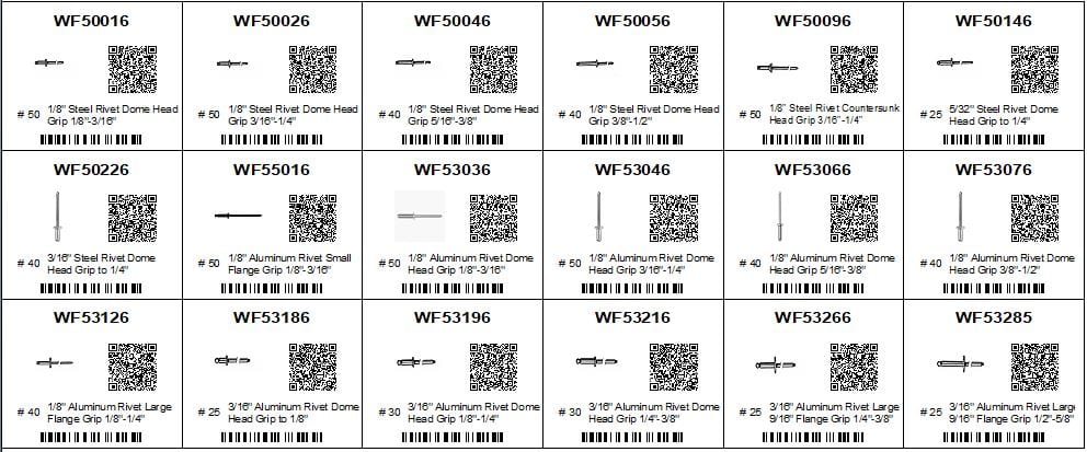 Assortment Tray Metal Blind Rivets