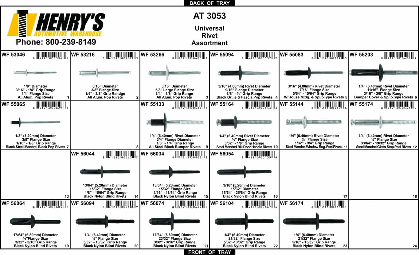 Assortment Tray Nylon and Metal Blind Rivets