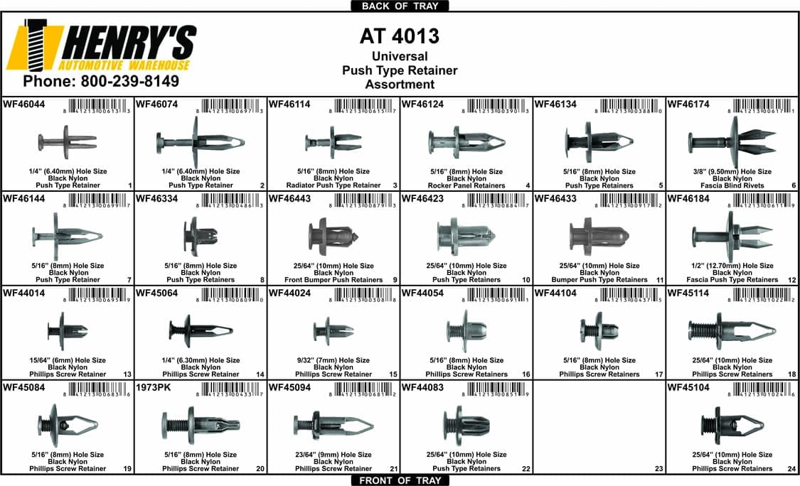Assortment Tray Screw-Type Panel Fasteners