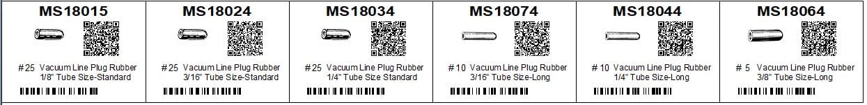 Assortment Tray Vacuum Line Rubber Plugs