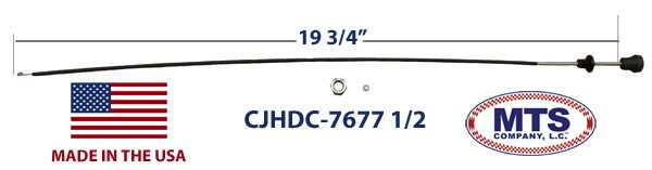 1976-1977 1/2 Jeep CJ Heater duct control cable with twist lock-CJHDC-7677-1-2