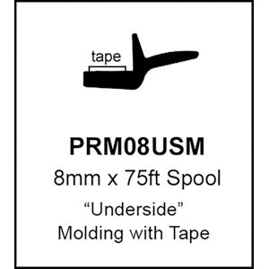EPDM Universal Underside Molding with Adhesive Tape|  8mm x 75 Feet Roll-PRM08USM
