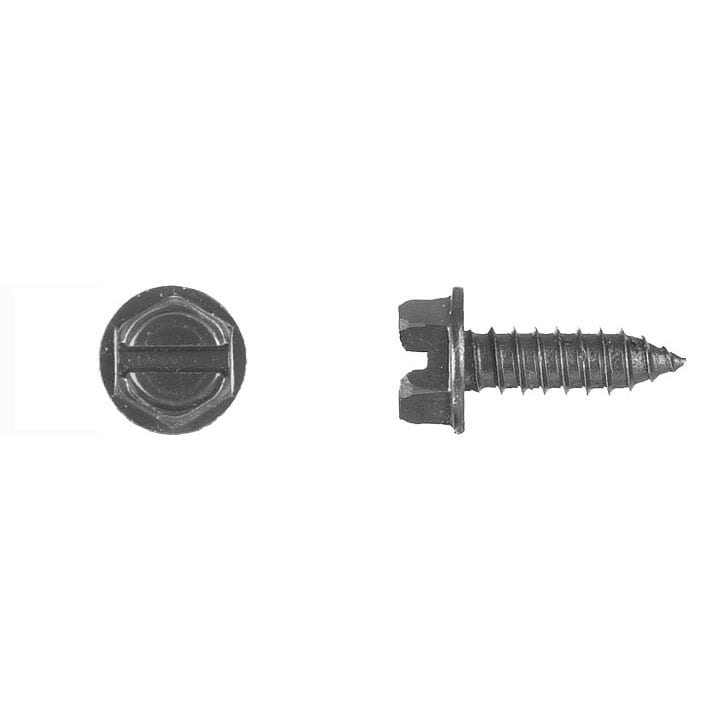 Hex Head Slotted Black License Plate Screw 14 x 3/4"