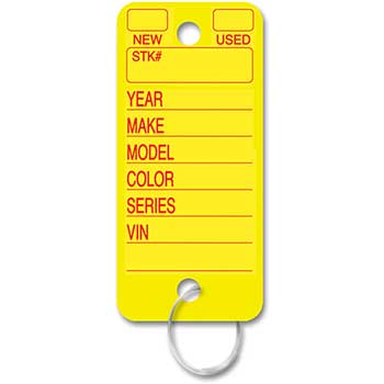 Key Tag With Ring Yellow - 250 Pack-BS32358