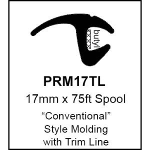 EPDM Universal Reveal Molding With Trim Line| 17mm x 75 Feet Roll-PRM17TL-4