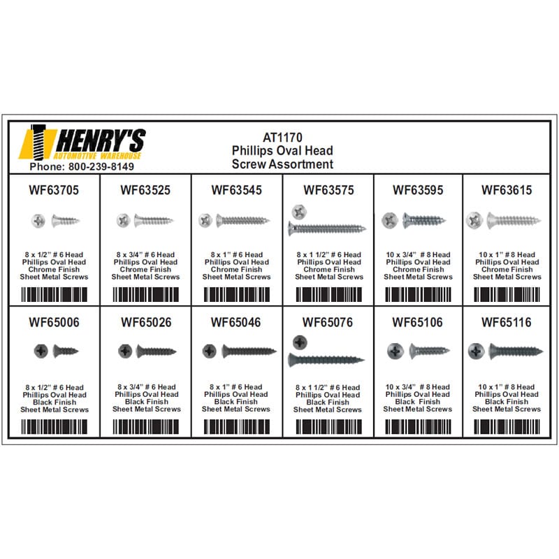 Phillips Oval Head Screw Assortment-AT1170