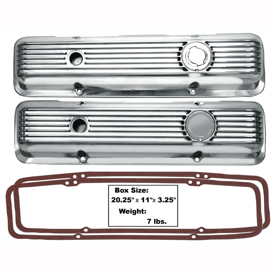 Small Block Chevy LT1 Style Polished Aluminum Valve Covers with Gaskets