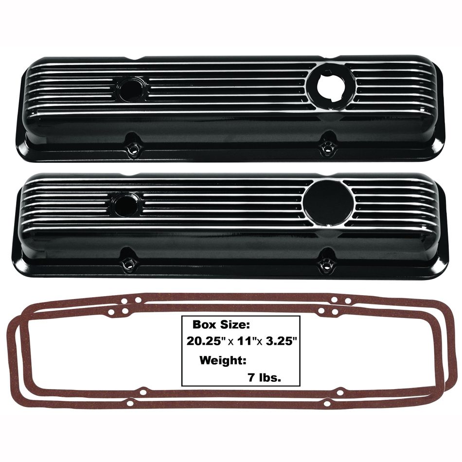 Small Block Chevy LT1 Style Black Aluminum Valve Covers with Gaskets