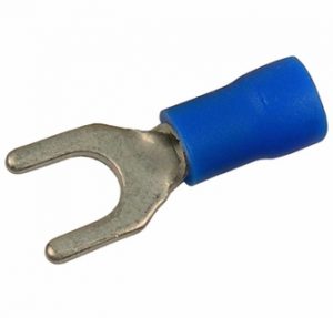 Spade Tongue Connector 3/16" (#10) Stud Blue 14-16Ga Vinyl-ES25270-P