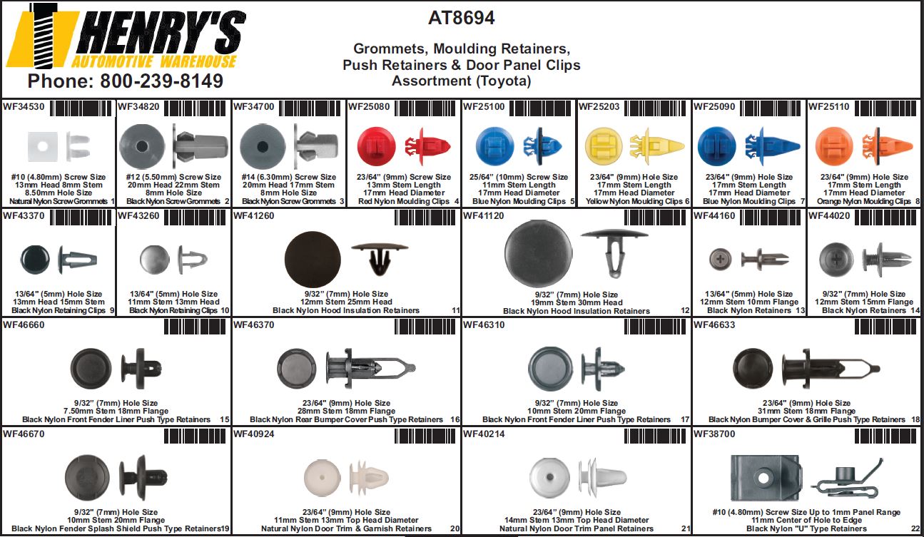 Toyota Grommerts Moulding Door Assortment Tray - AT8694