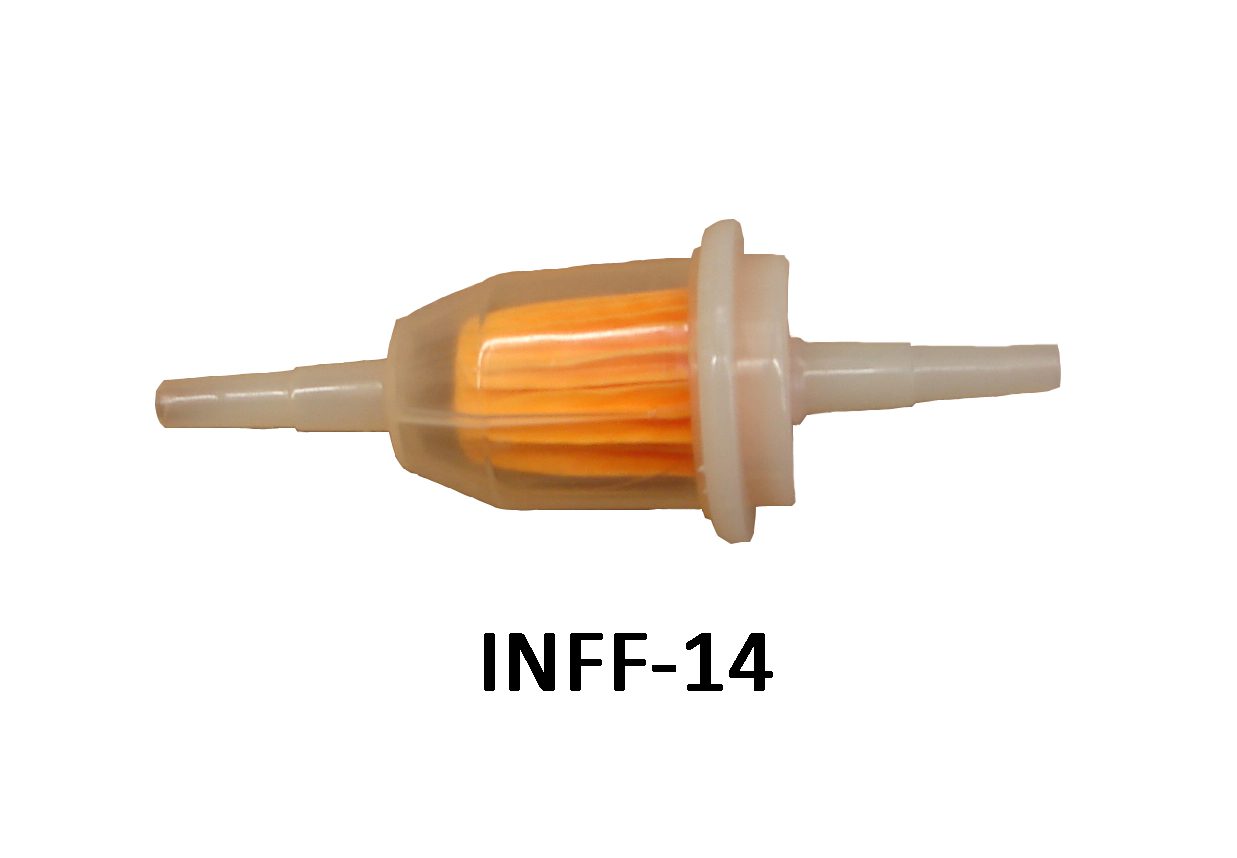 1/4" Inline fuel filter with a clear plastic canister-inff-14
