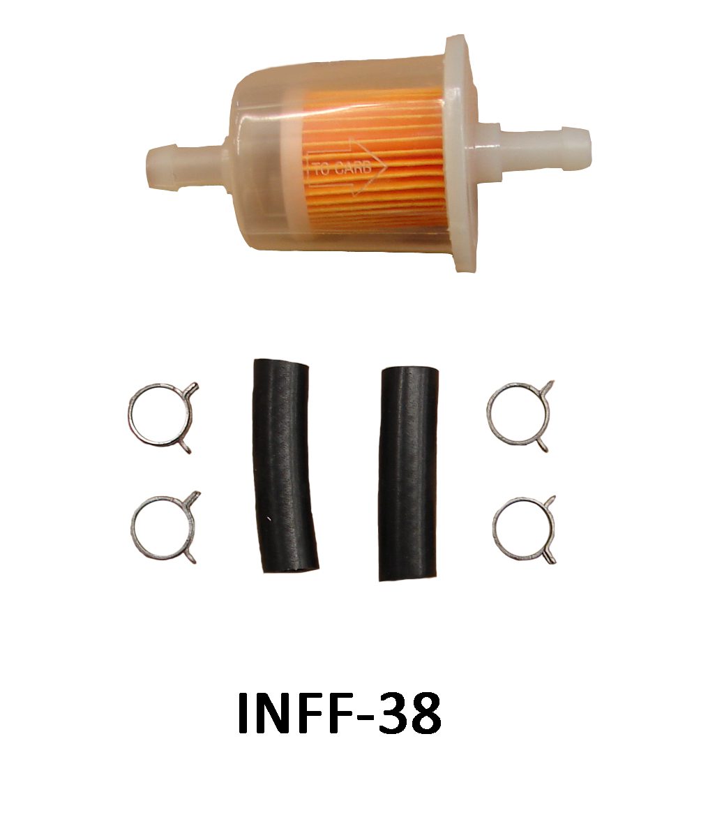 3/8" Inline fuel filter with a clear plastic canister-inff-38